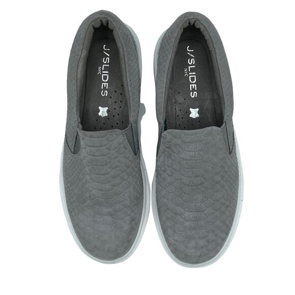 J Slides NYC Ariana Platform Sneakers Faux Snakeskin Croc Pattern Gray Size 8 - Picture 3 of 7